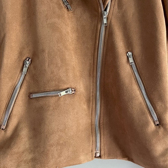 EUC Camel/Gold Fuax Suede With Silver Hardware Jacket Large - Picture 4 of 7